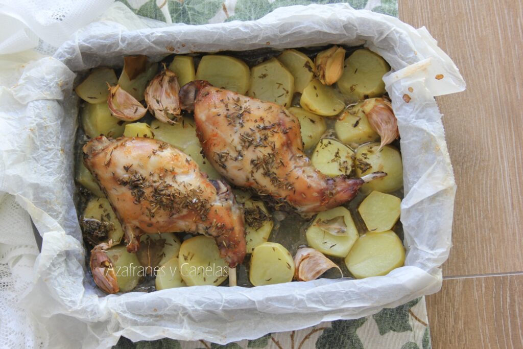 conejo adobado al horno